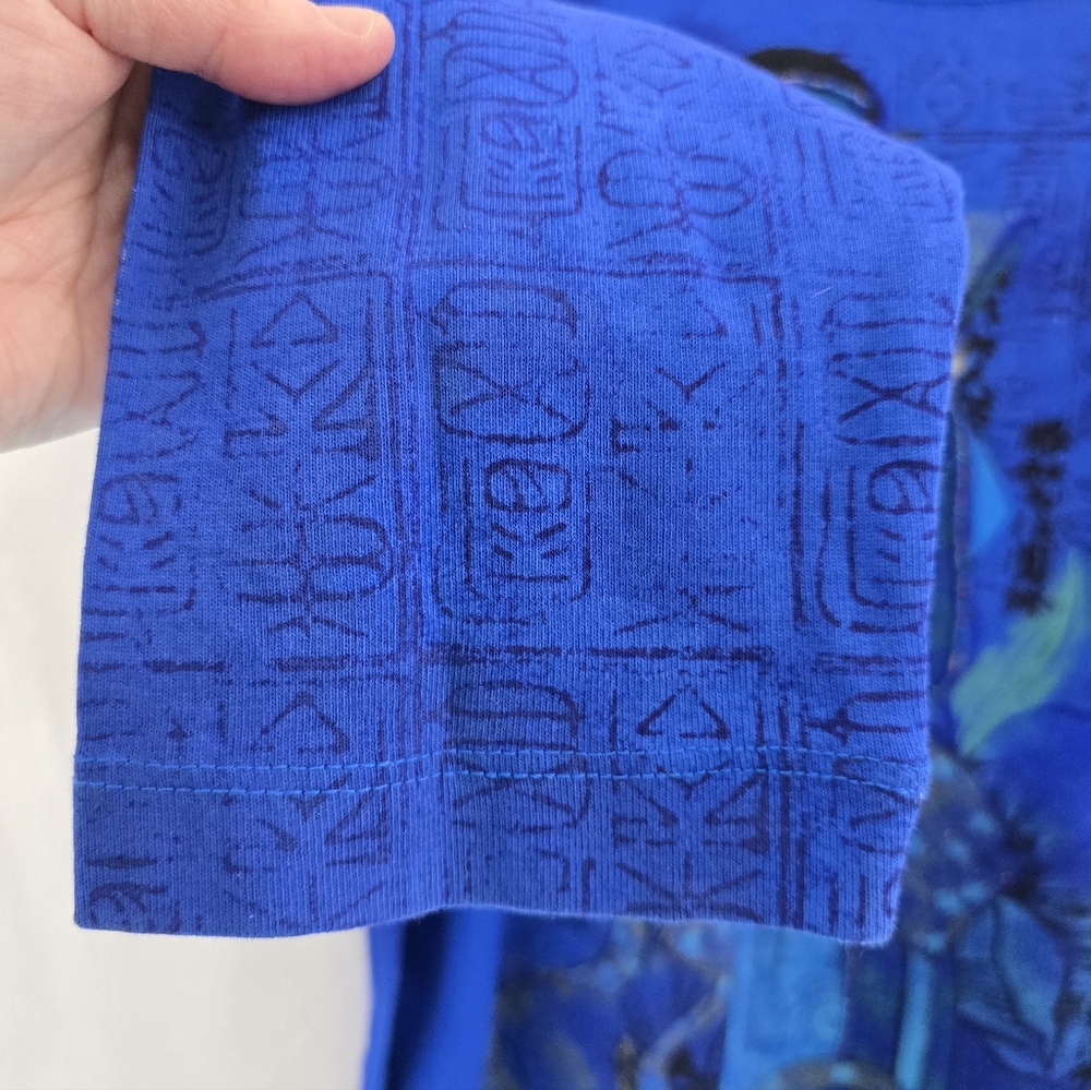 NWT Chicos Designs Blue Asian Pattern L Sleeve Pull Over CottonShirt. Ladies 16. - Picture 8 of 9